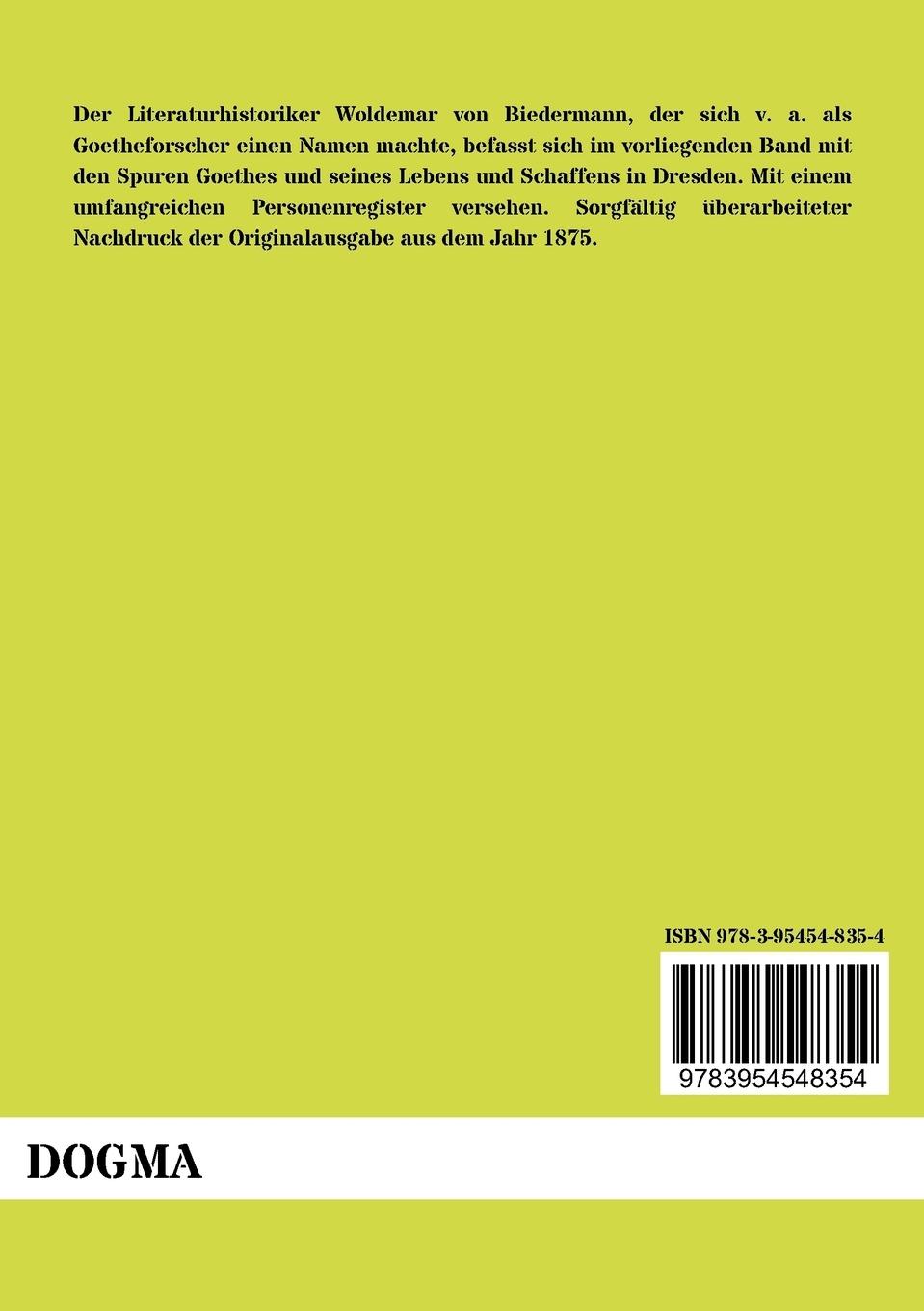 Rückseitencover Goethe und Dresden