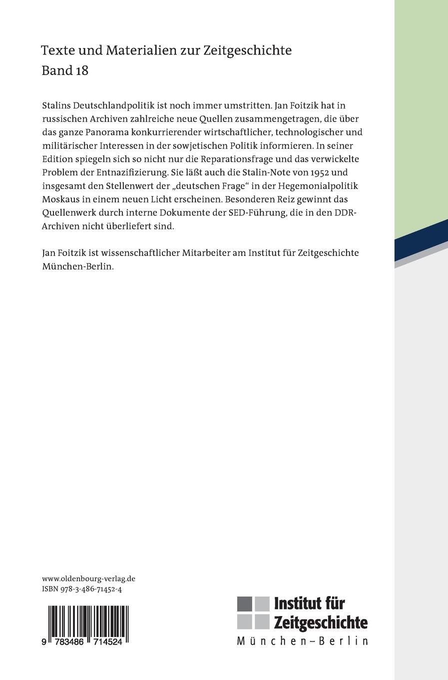 Rückseitencover Sowjetische Interessenpolitik in Deutschland 1944-1954