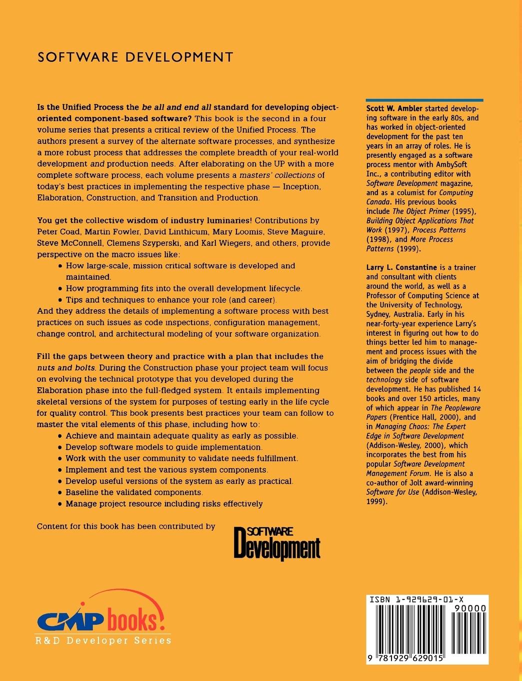 Rückseitencover The Unified Process Construction Phase