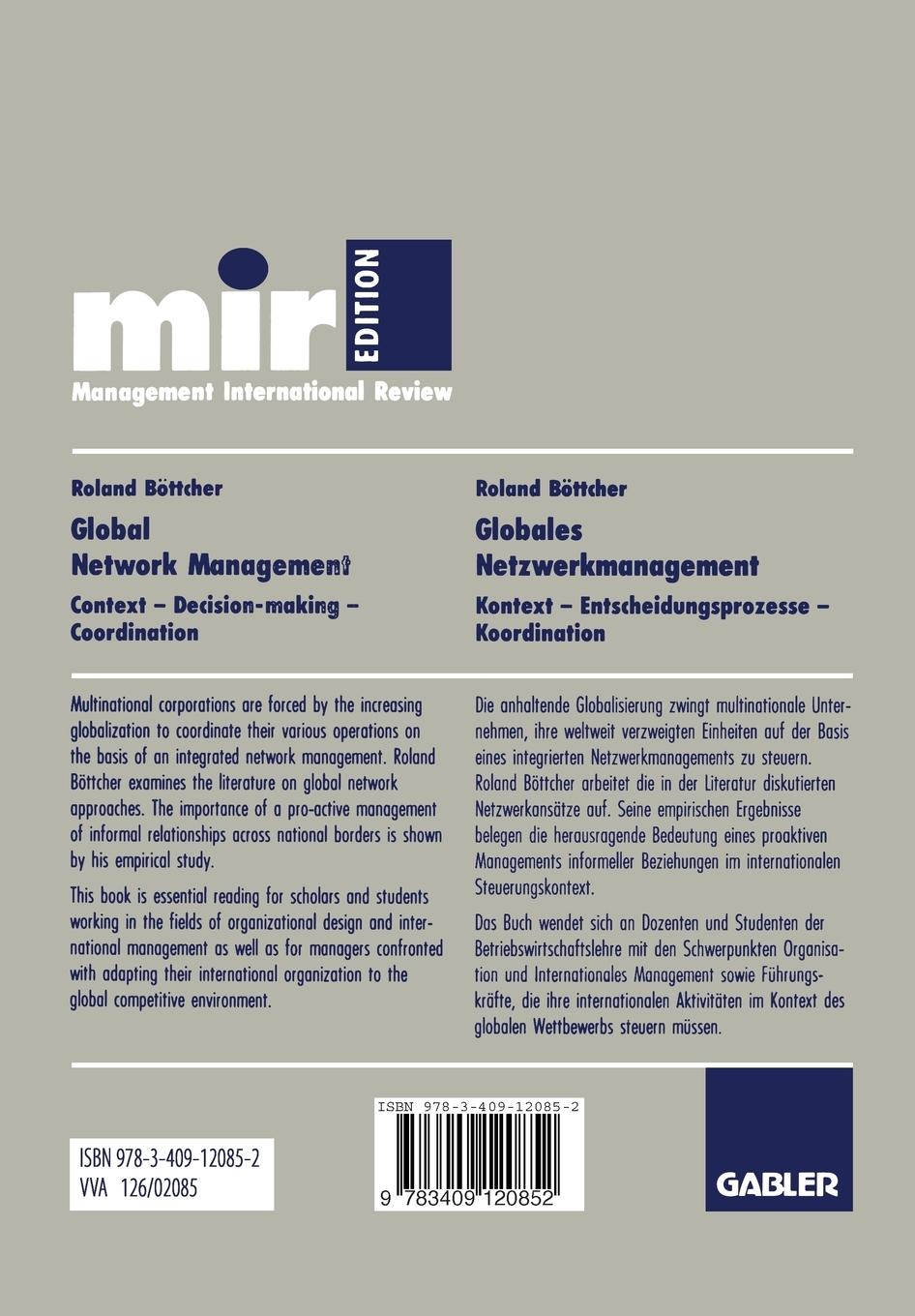 Rückseitencover Global Network Management