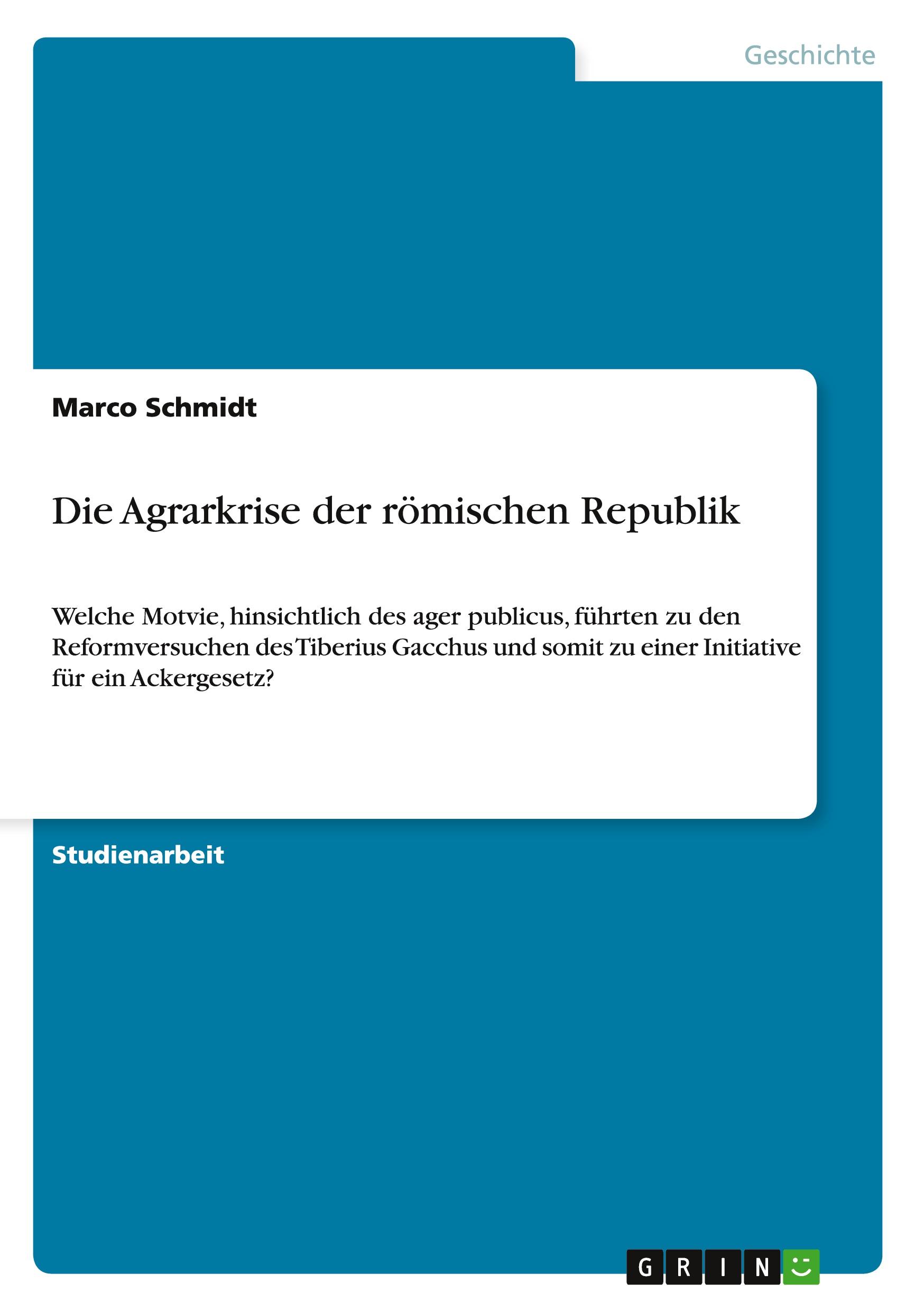 Vorderes Coverbild Die Agrarkrise der römischen Republik