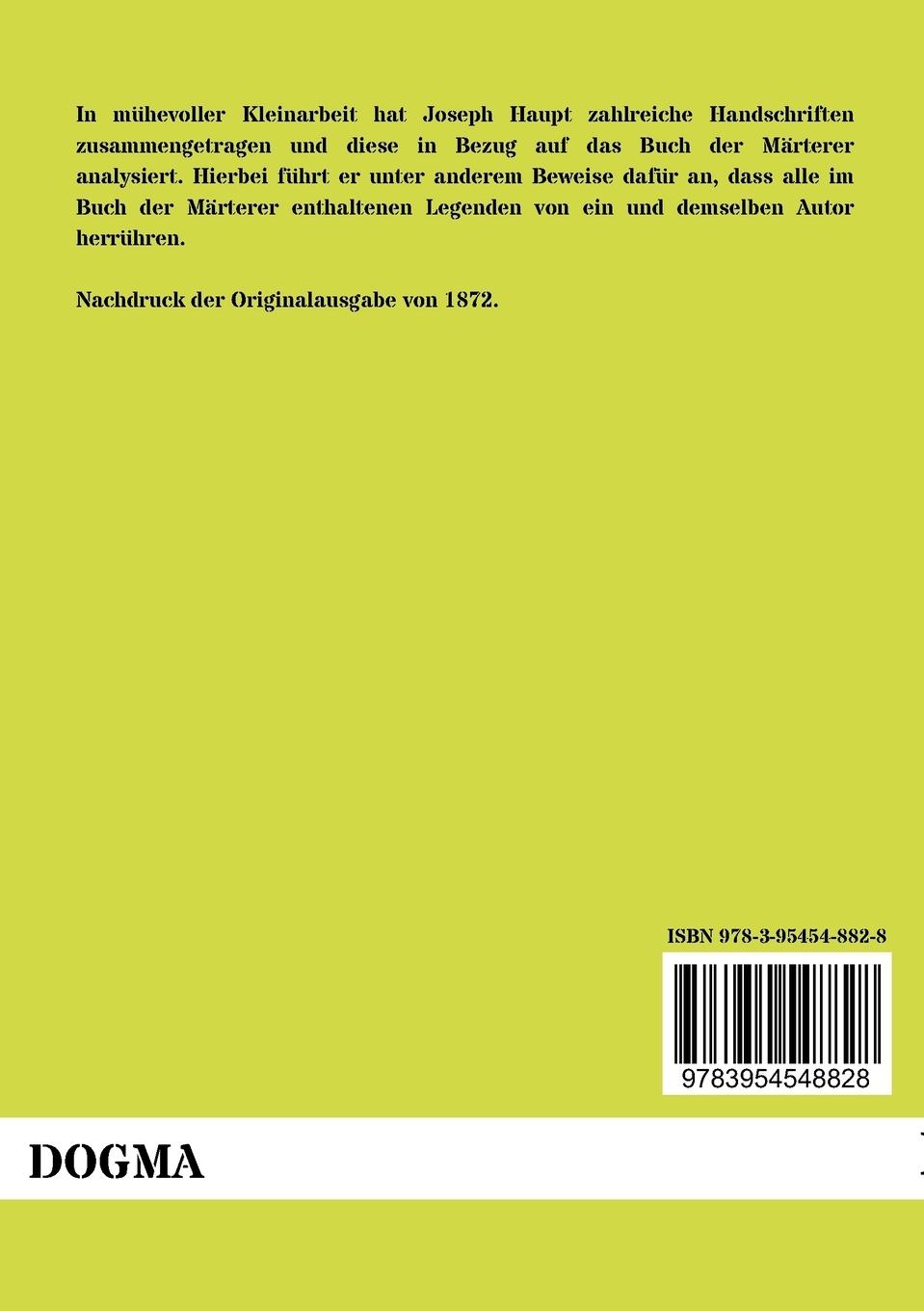 Rückseitencover Über das mittelhochdeutsche Buch der Märterer