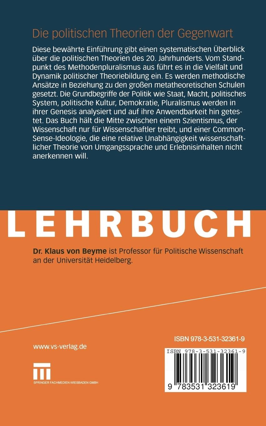 Rückseitencover Die politischen Theorien der Gegenwart