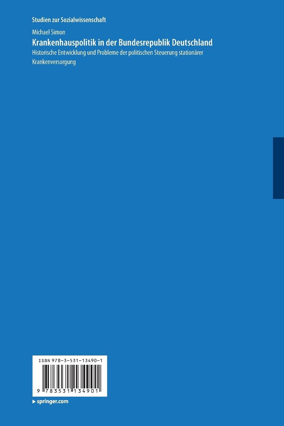 Rückseitencover Krankenhauspolitik in der Bundesrepublik Deutschland