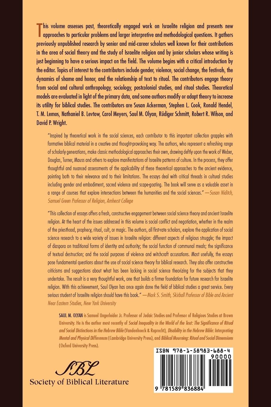 Rückseitencover Social Theory and the Study of Israelite Religion