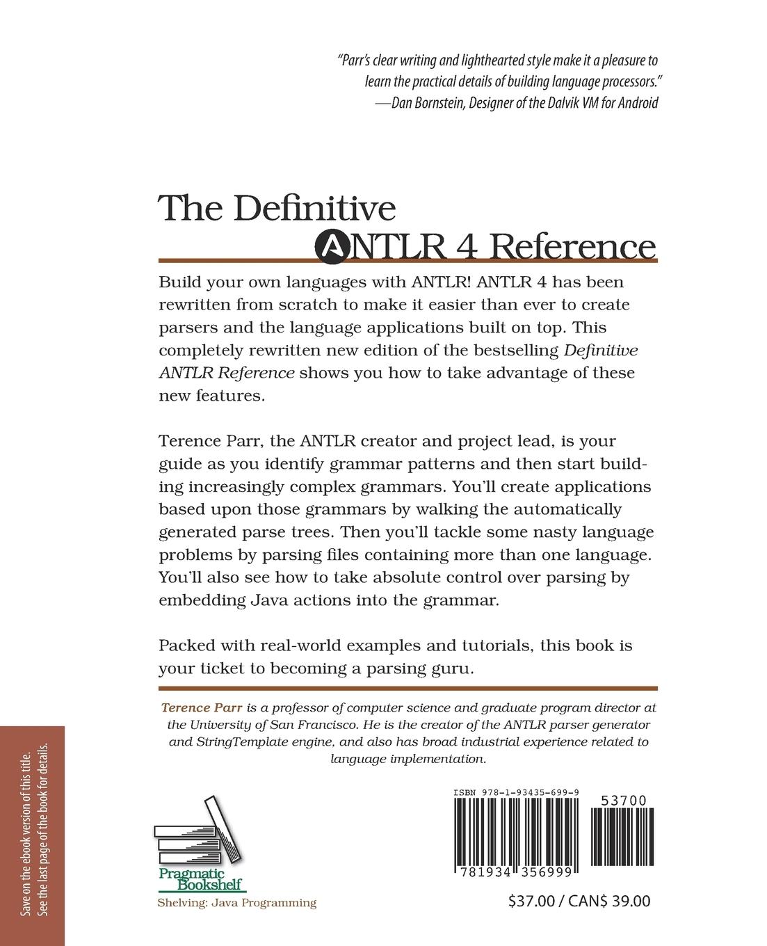 Rückseitencover The Definitive Antlr 4 Reference