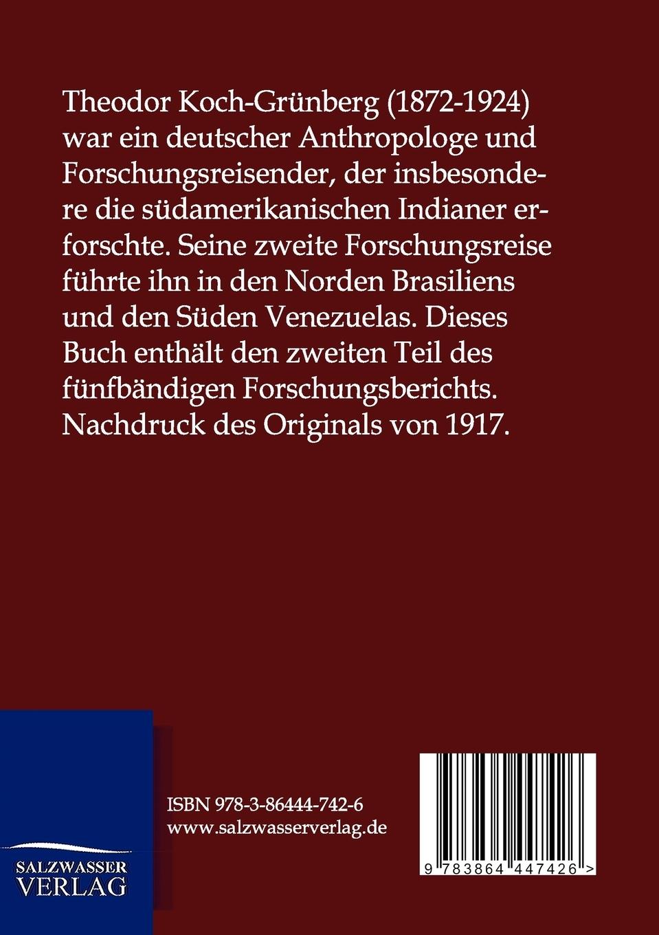 Rückseitencover Vom Roroima zum Orinoco