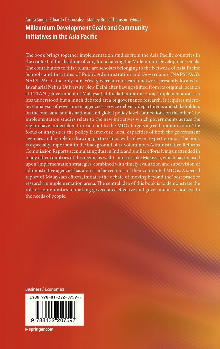 Rückseitencover Millennium Development Goals and Community Initiatives in the Asia Pacific