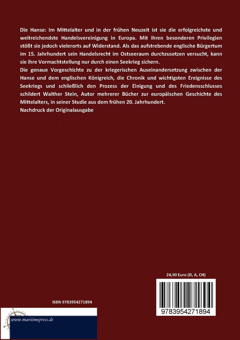 Rückseitencover Die Hanse und England