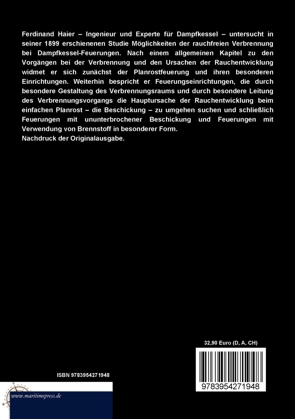 Rückseitencover Dampfkessel-Feuerungen zur Erzielung einer möglichst rauchfreien Verbrennung