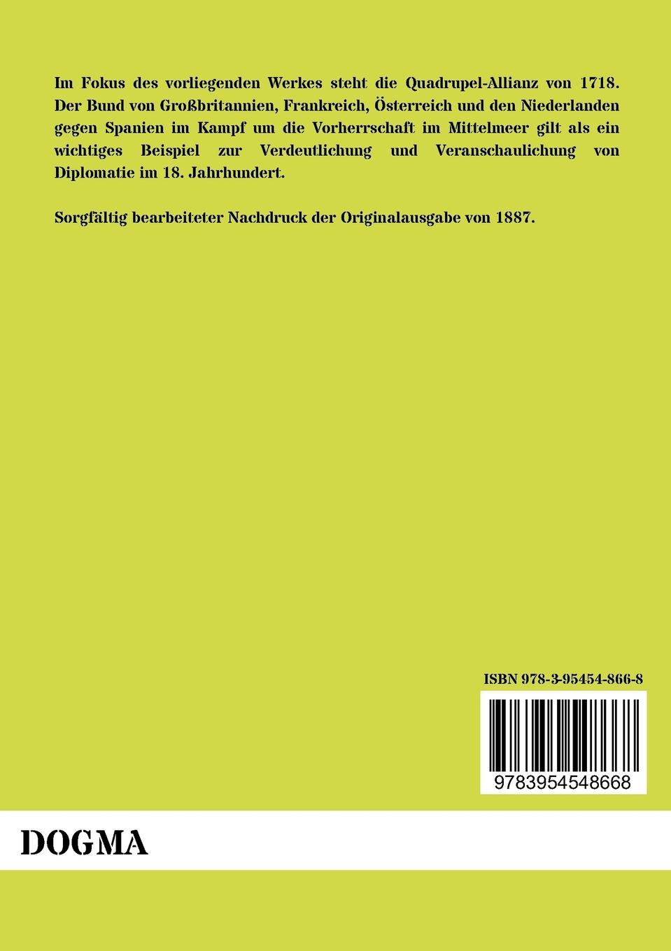 Rückseitencover Die Quadrupel-Allianz vom Jahre 1718