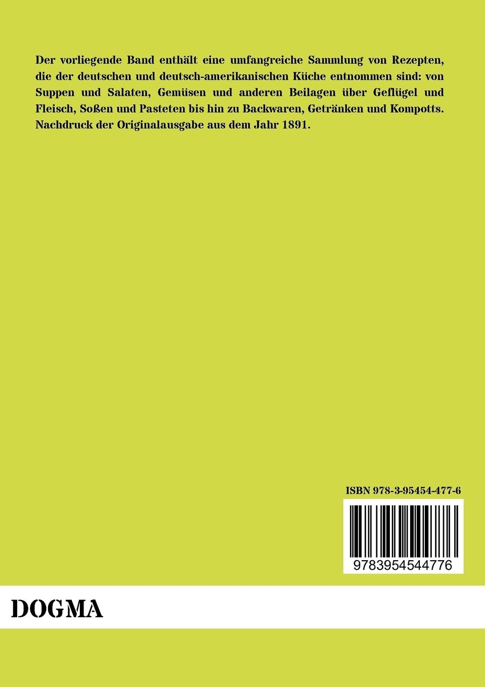 Rückseitencover Das allgemeine Kochbuch für die deutsche und deutsch-amerikanische Küche