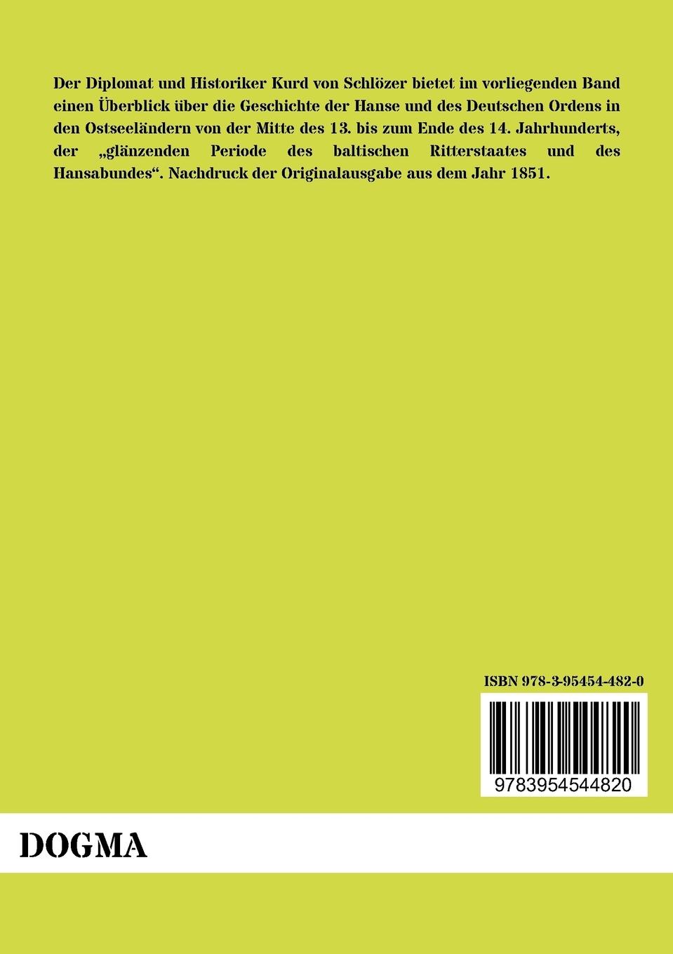 Rückseitencover Die Hansa und der Deutsche Ritter-Orden in den Ostseeländern