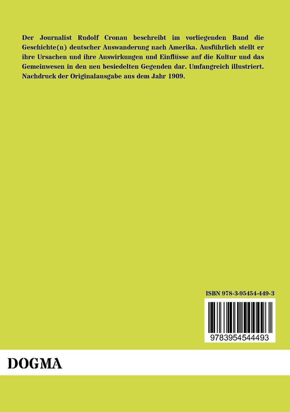 Rückseitencover Drei Jahrhunderte deutschen Lebens in Amerika