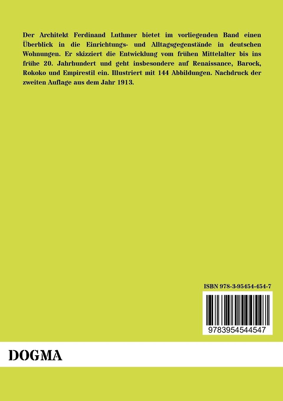 Rückseitencover Deutsche Möbel der Vergangenheit