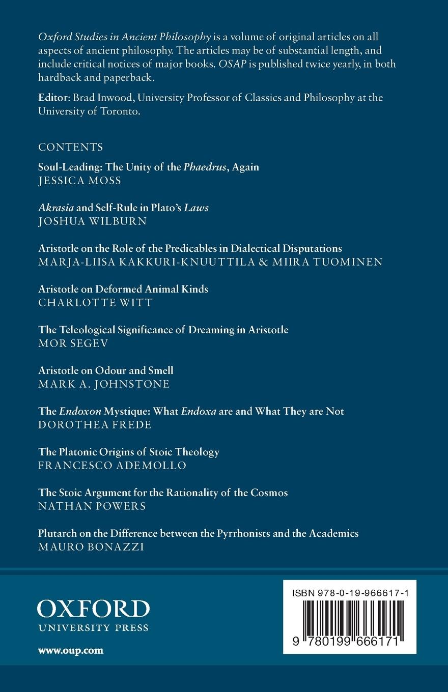 Rückseitencover Oxford Studies in Ancient Philosophy