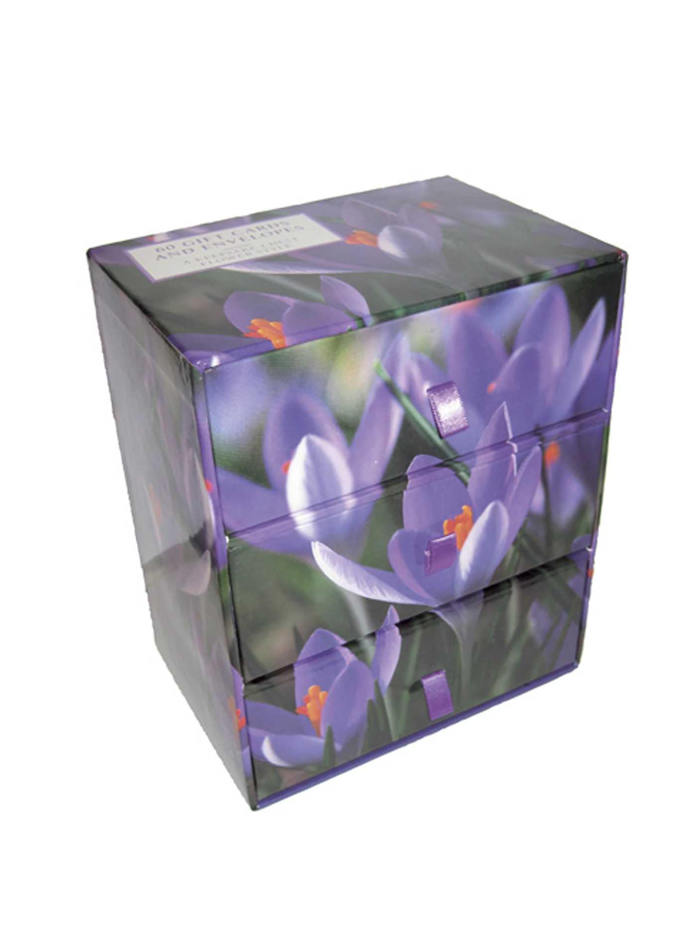 Vorderes Coverbild Three-Drawer Card Box 60 Gift Cards and Envelopes: Flower Style