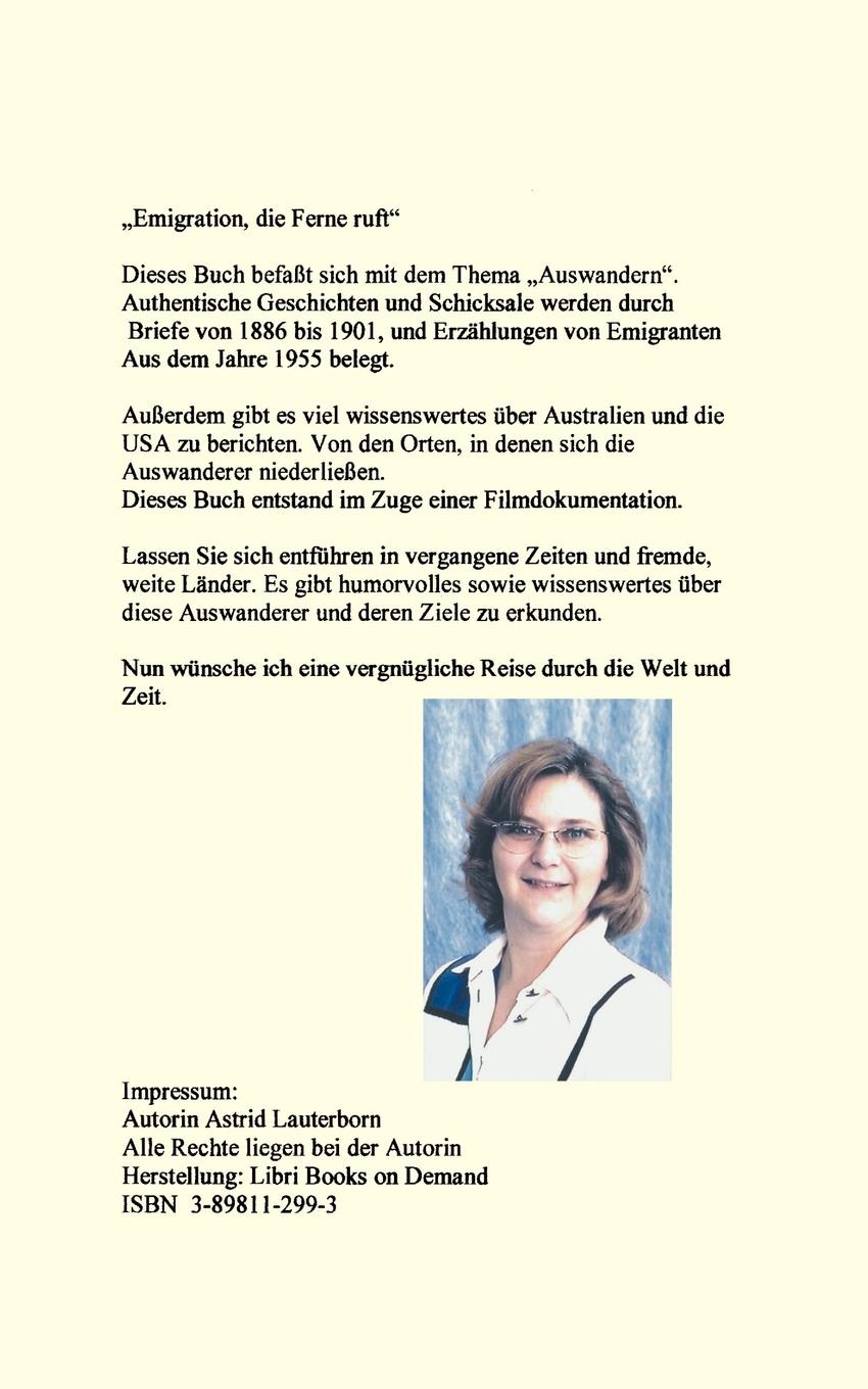 Rückseitencover Emigration, die Ferne ruft