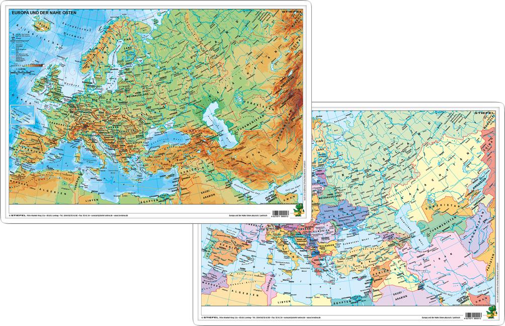 Vorderes Coverbild Europa und der Nahe Osten physisch/politisch. DUO-Schreibunterlage klein