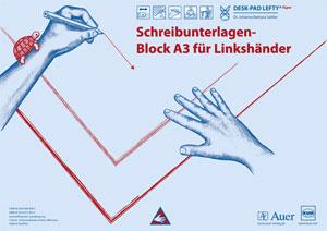 Vorderes Coverbild Schreibunterlagen-Block DESK-PAD LEFTY®, DIN A3, für Linkshänder