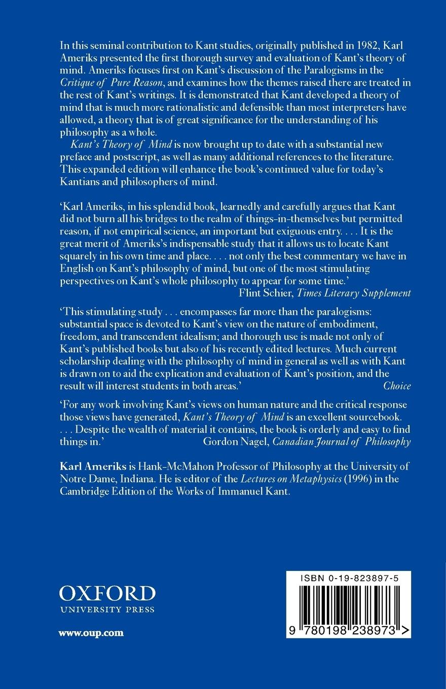 Rückseitencover Kant's Theory of Mind