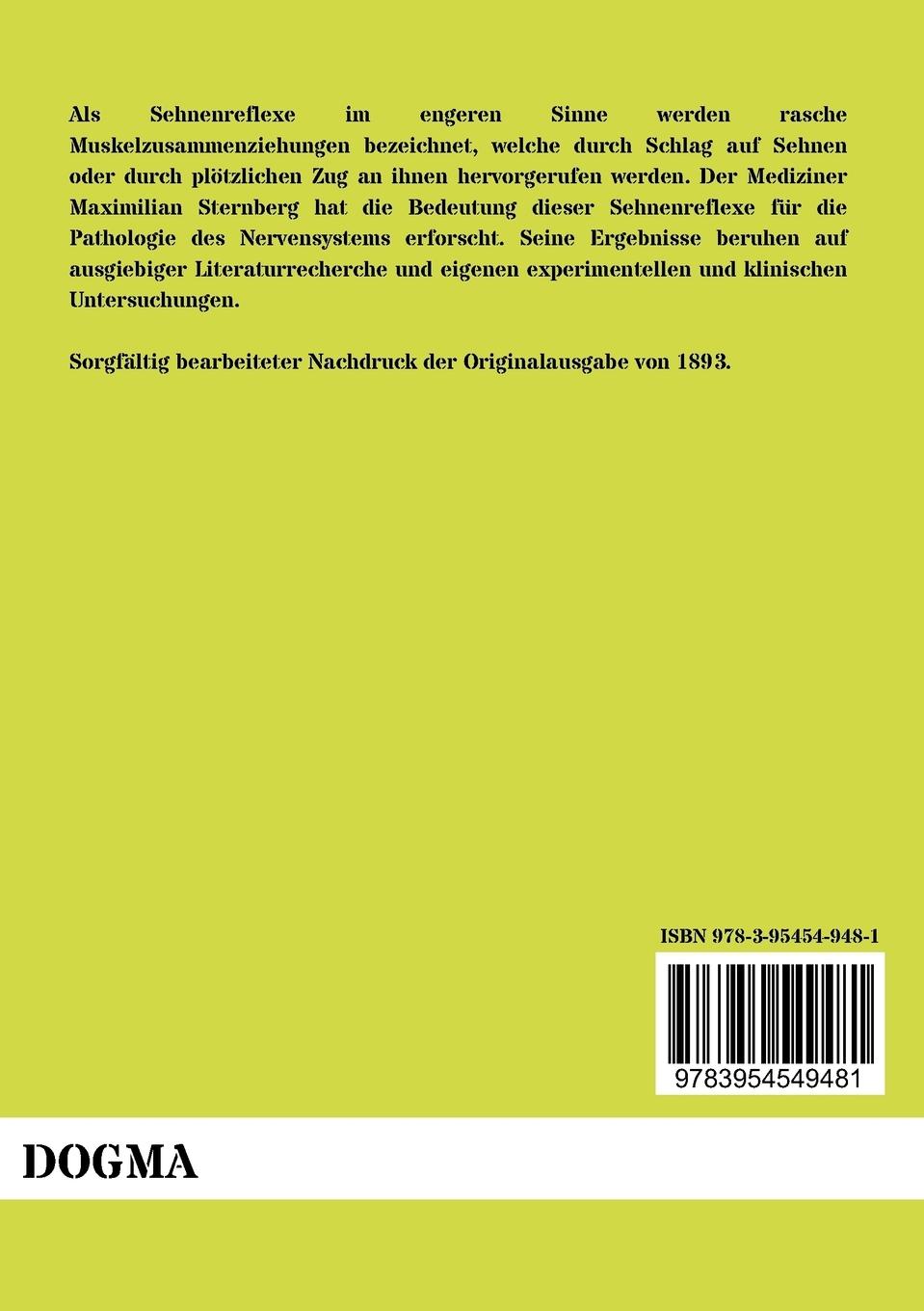 Rückseitencover Die Sehnenreflexe und ihre Bedeutung für die Pathologie des Nervensystems