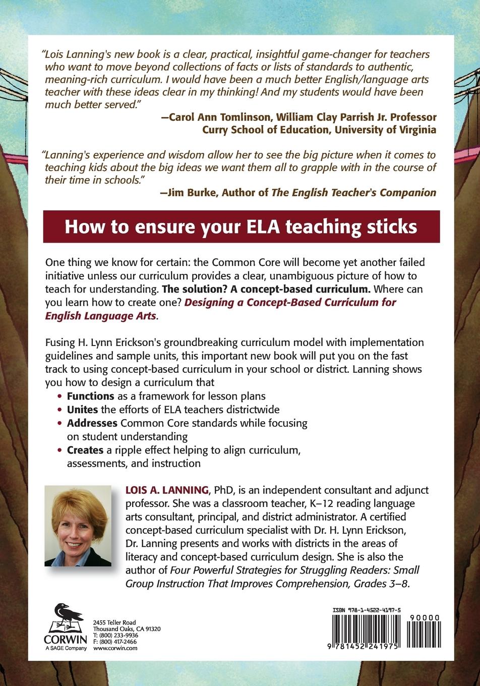 Rückseitencover Designing a Concept-Based Curriculum for English Language Arts
