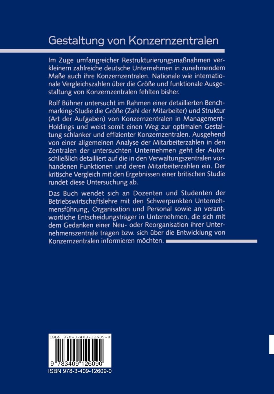 Rückseitencover Gestaltung von Konzernzentralen