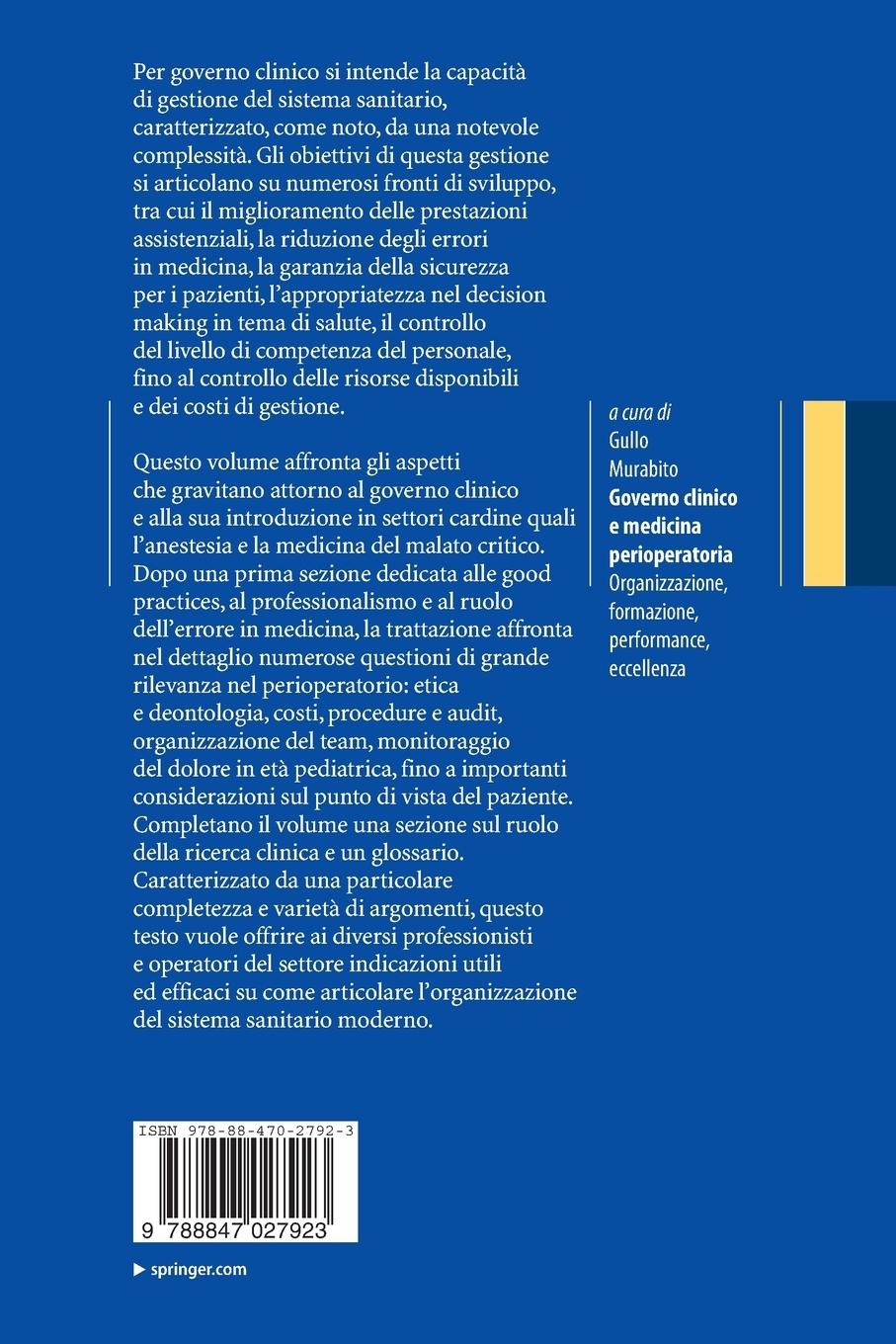 Rückseitencover Governo clinico e medicina perioperatoria
