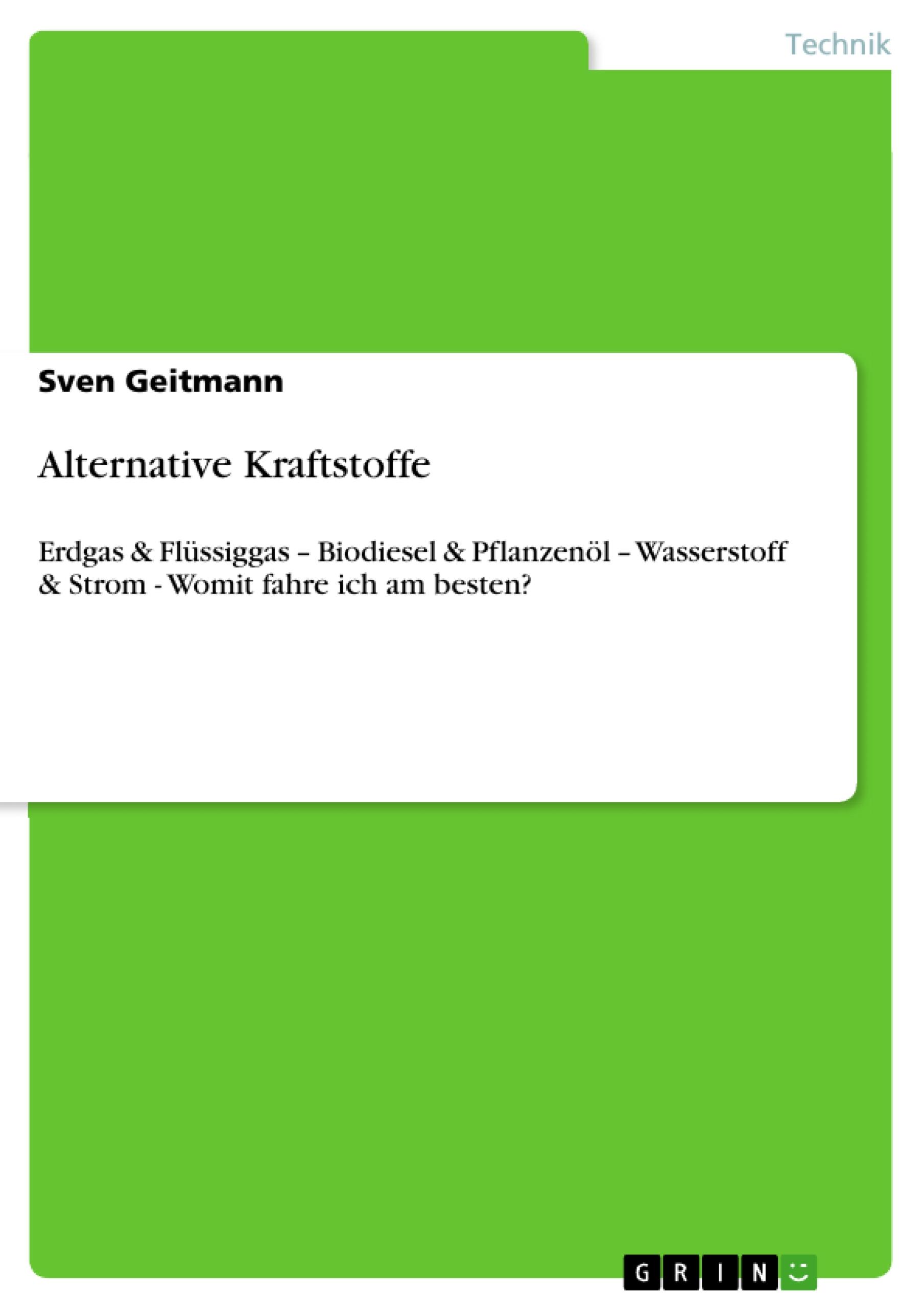 Vorderes Coverbild Alternative Kraftstoffe
