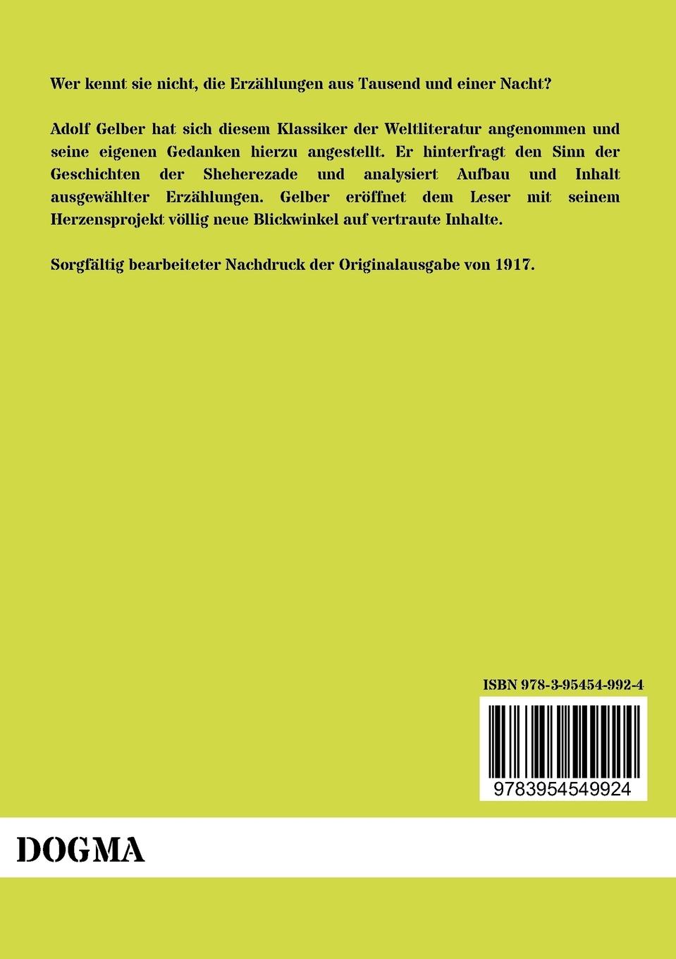 Rückseitencover Tausend und eine Nacht: Der Sinn der Erzählungen der Sheherezade