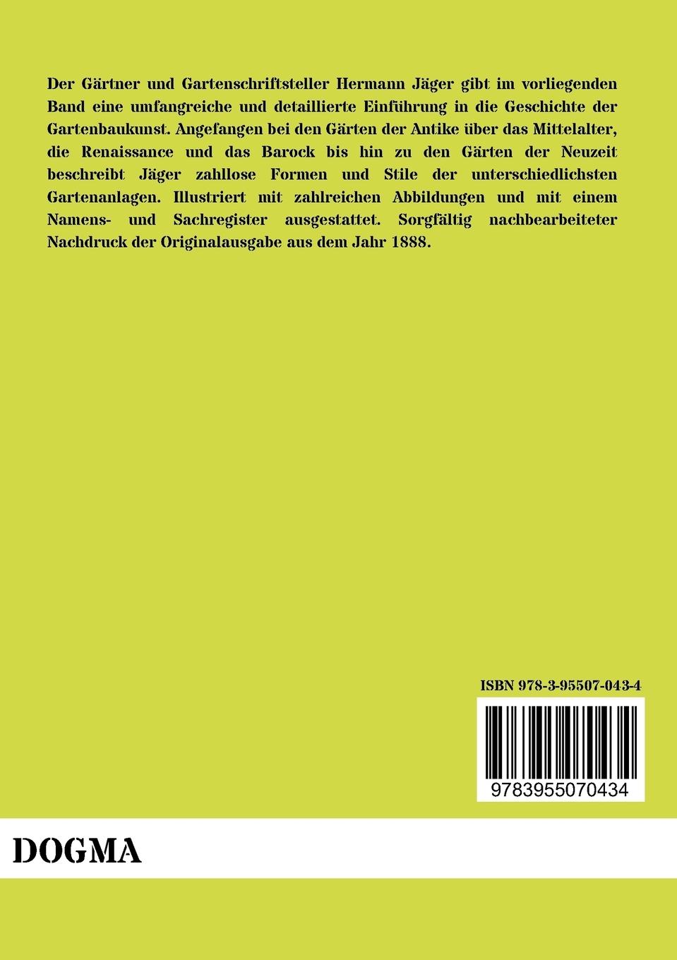 Rückseitencover Gartenkunst und Gärten sonst und jetzt