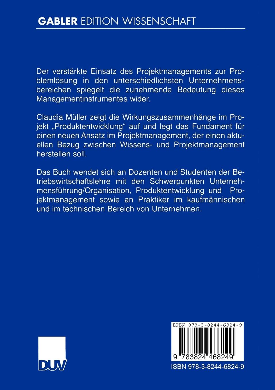 Rückseitencover Produktinnovation durch Projektmanagement