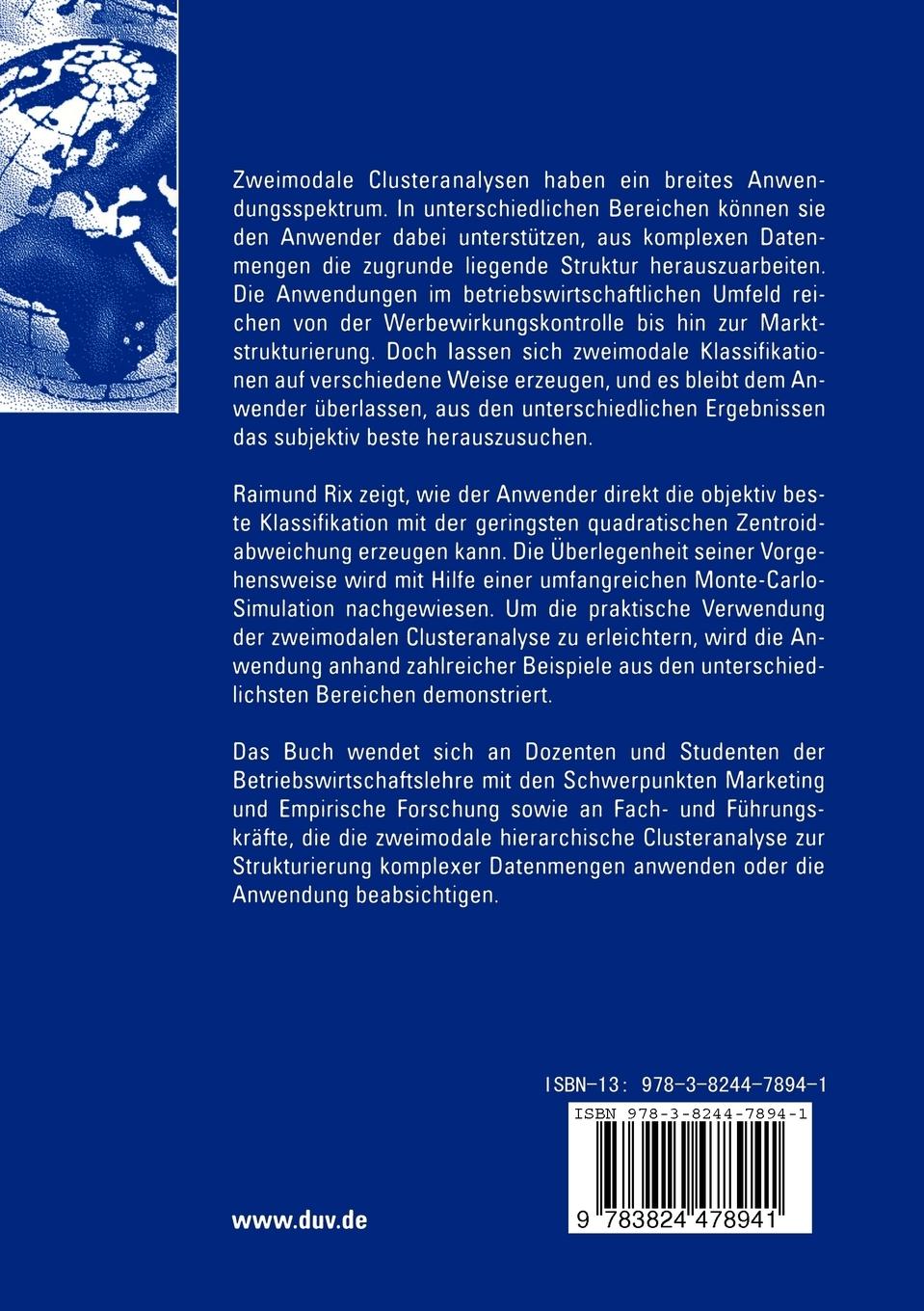 Rückseitencover Zweimodale hierarchische Clusteranalyse
