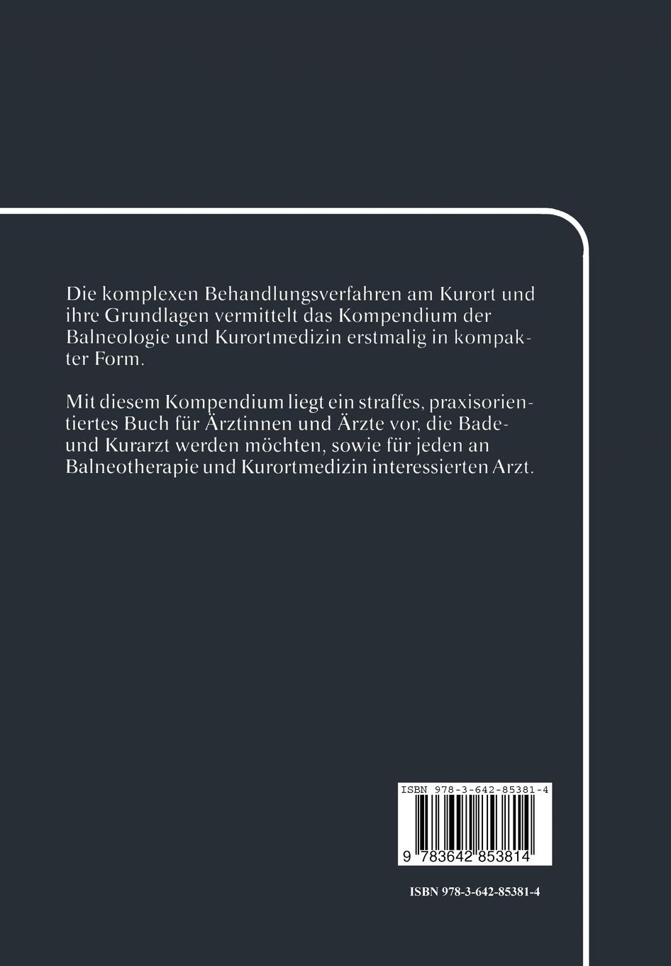Rückseitencover Kompendium der Balneologie und Kurortmedizin
