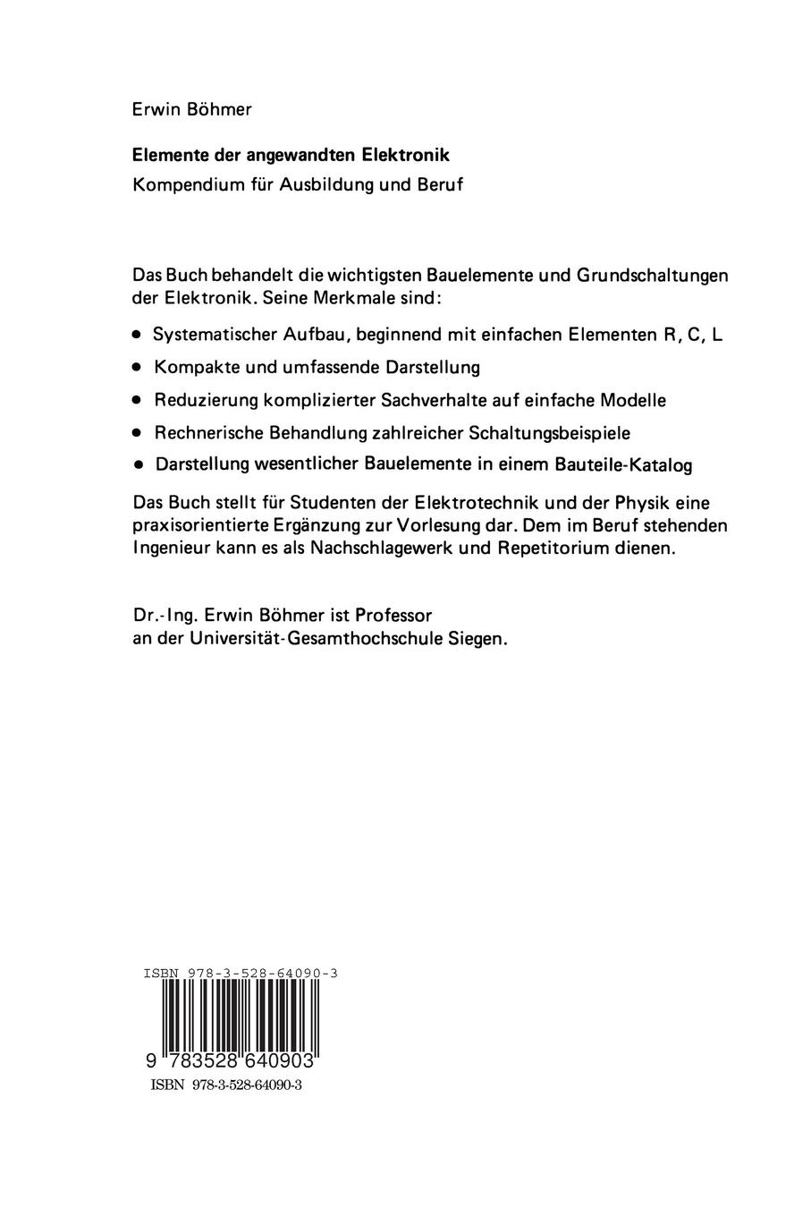 Rückseitencover Elemente der angewandten Elektronik