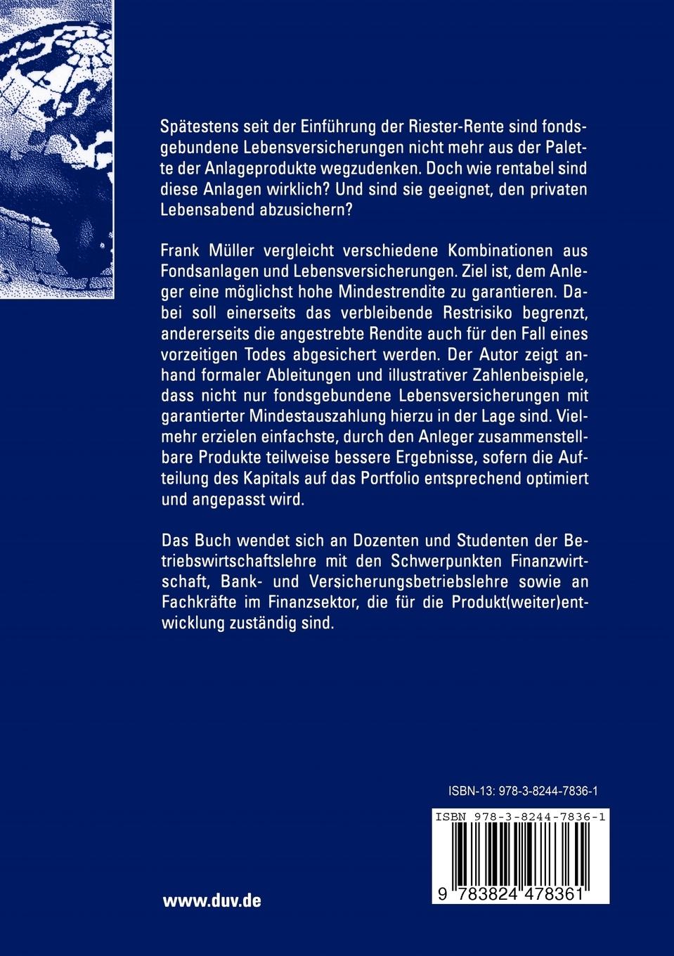 Rückseitencover Fonds-Lebensversicherungs-Kombinationen