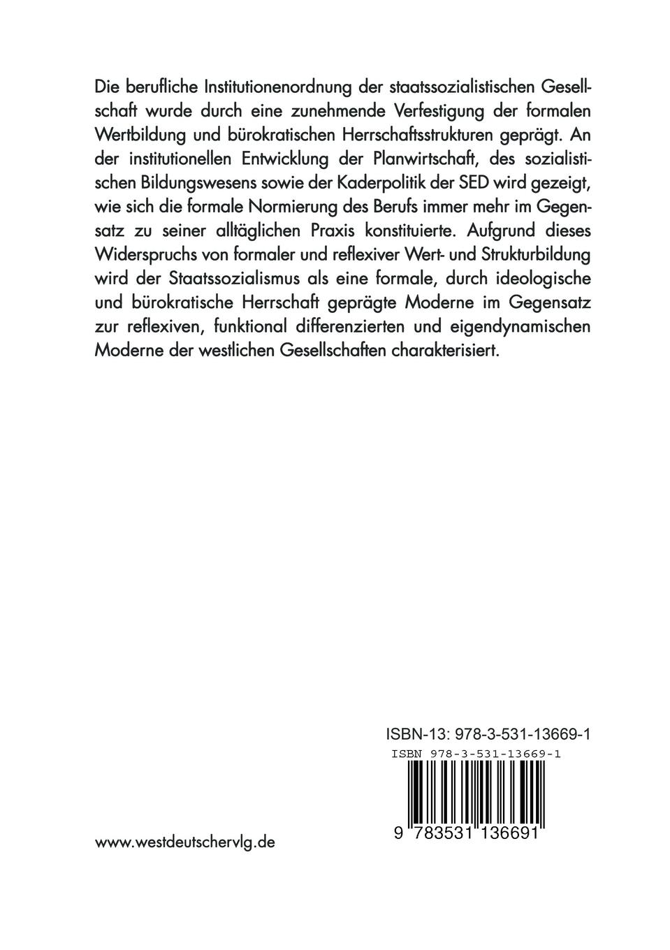 Rückseitencover Die Institutionenordnung der DDR