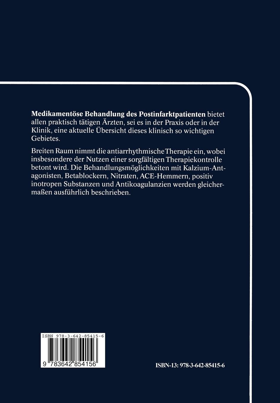 Rückseitencover Medikamentöse Behandlung des Postinfarktpatienten nach CAST