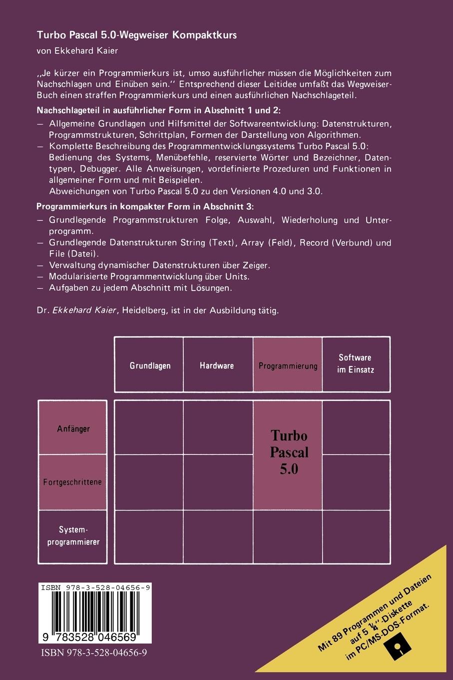 Rückseitencover Turbo Pascal 5.0-Wegweiser Kompaktkurs