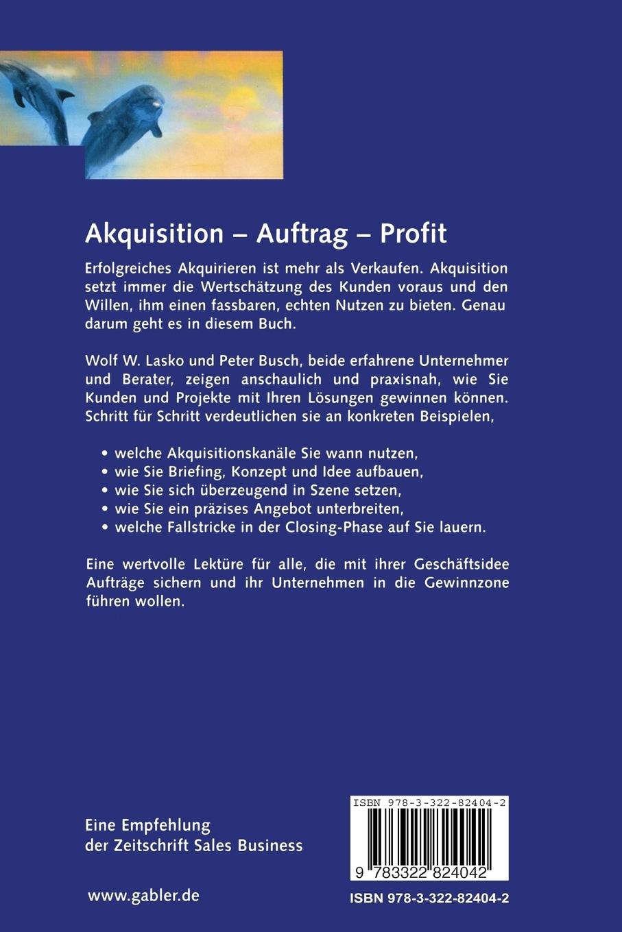 Rückseitencover Akquisition Auftrag Profit