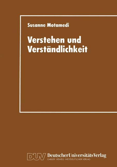 Vorderes Coverbild Verstehen und Verständlichkeit