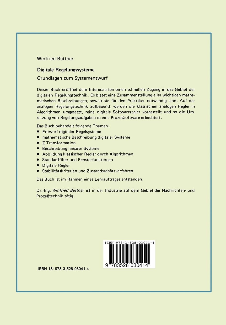 Rückseitencover Digitale Regelungsysteme