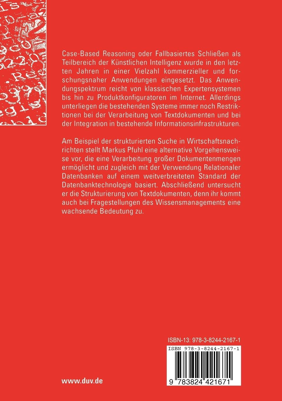 Rückseitencover Case-Based Reasoning auf der Grundlage Relationaler Datenbanken