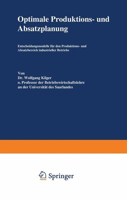 Vorderes Coverbild Optimale Produktions- und Absatzplanung