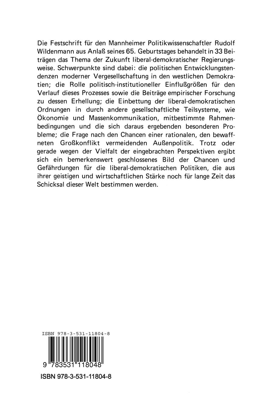 Rückseitencover Politische Wissenschaft und politische Ordnung
