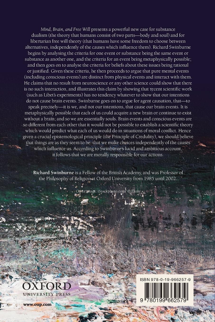 Rückseitencover Mind, Brain, and Free Will