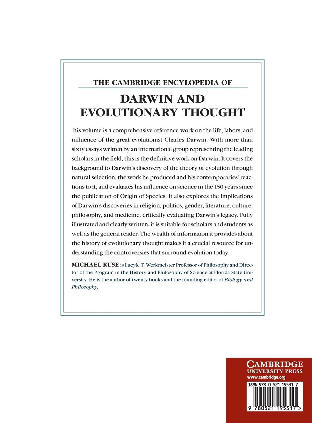 Rückseitencover The Cambridge Encyclopedia of Darwin and Evolutionary Thought