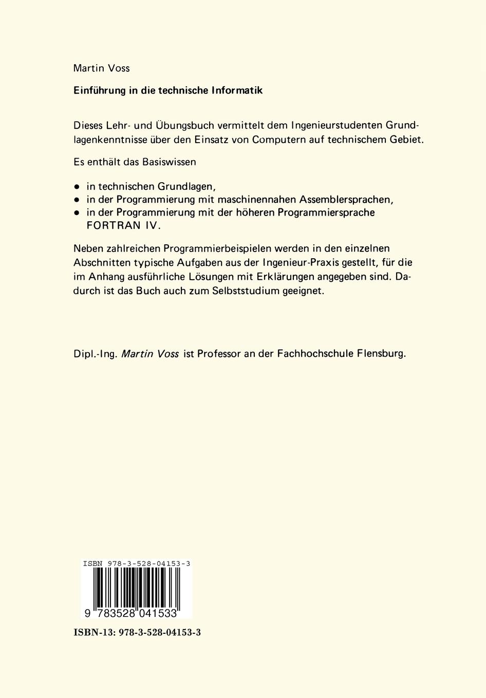 Rückseitencover Einführung in die technische Informatik