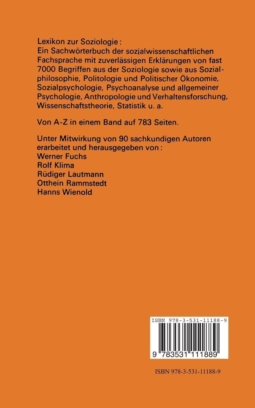 Rückseitencover Lexikon zur Soziologie